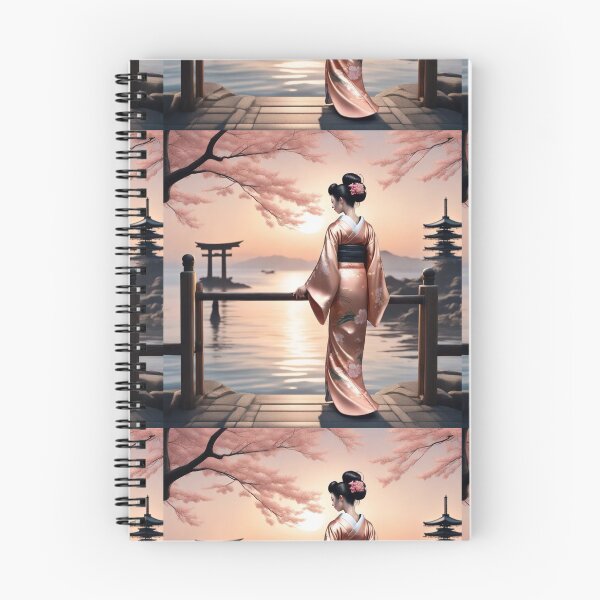 Item preview,  Beautiful geisha full body picture, kimono, tori gate, pagoda, sunrise, sunset designed and sold by Coolparrotgirl.