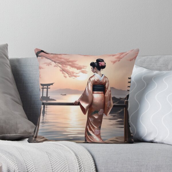Item preview,  Beautiful geisha full body picture, kimono, tori gate, pagoda, sunrise, sunset designed and sold by Coolparrotgirl.
