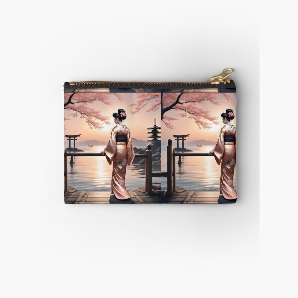 Item preview,  Beautiful geisha full body picture, kimono, tori gate, pagoda, sunrise, sunset designed and sold by Coolparrotgirl.