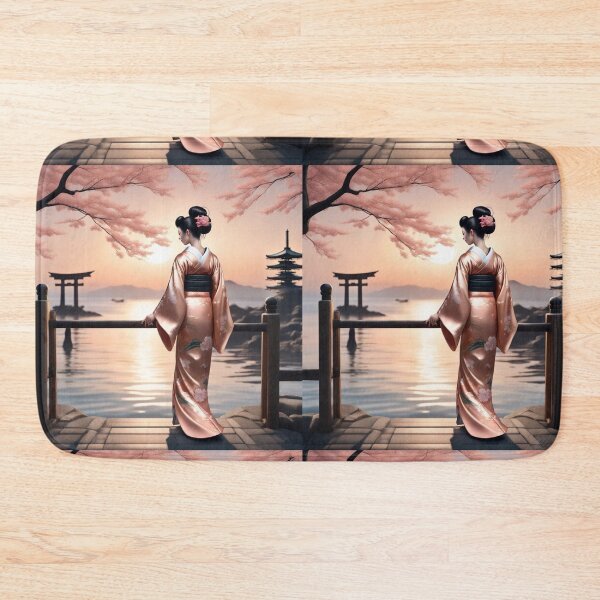 Item preview,  Beautiful geisha full body picture, kimono, tori gate, pagoda, sunrise, sunset designed and sold by Coolparrotgirl.
