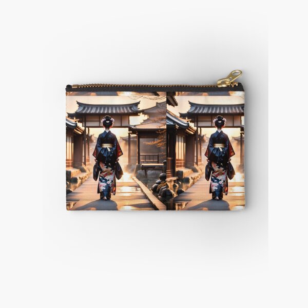 Item preview, Beautiful geisha full body picture, rear view, kimono, tori gate, sunrise, sunset designed and sold by Coolparrotgirl.