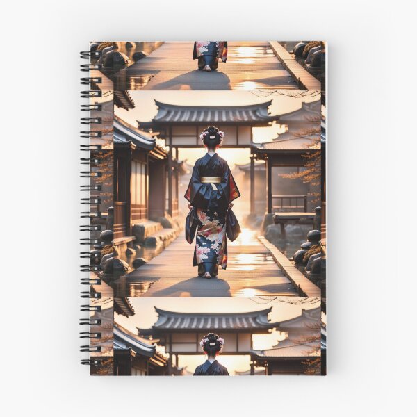 Item preview, Beautiful geisha full body picture, rear view, kimono, tori gate, sunrise, sunset designed and sold by Coolparrotgirl.