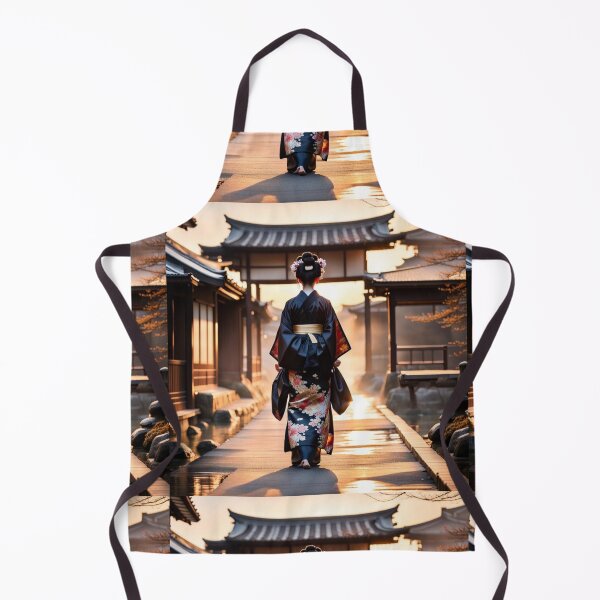 Item preview, Beautiful geisha full body picture, rear view, kimono, tori gate, sunrise, sunset designed and sold by Coolparrotgirl.
