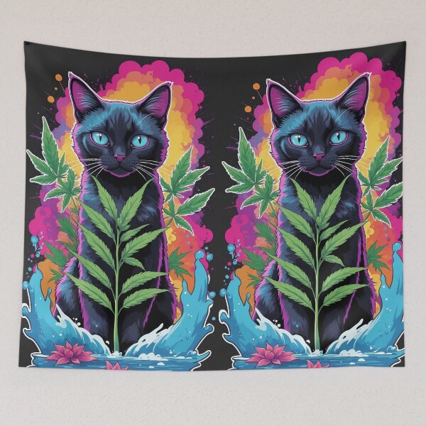Item preview, black cat kity kat blck poster black light style designed and sold by wojysmokes.