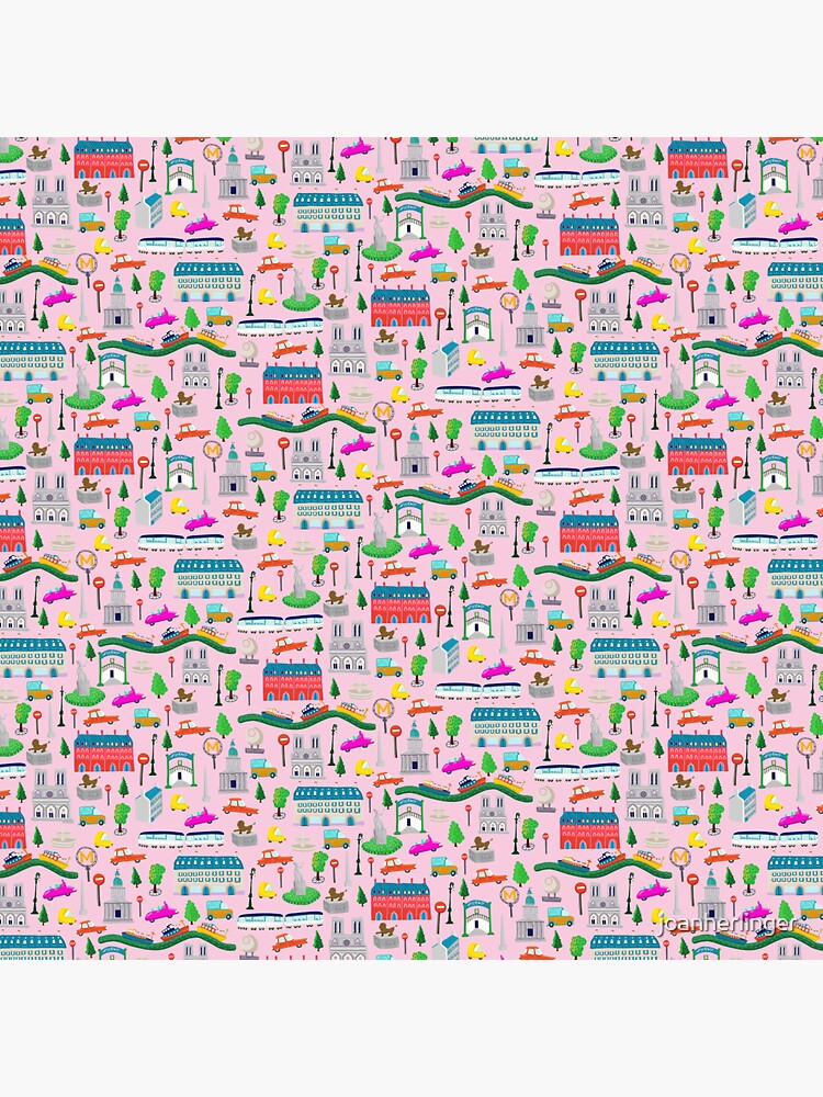 Thumbnail 3 of 3, Sticker, Paris City Kids Pink Background designed and sold by joanherlinger.