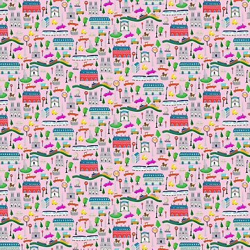 Artwork thumbnail, Paris City Kids Pink Background by joanherlinger
