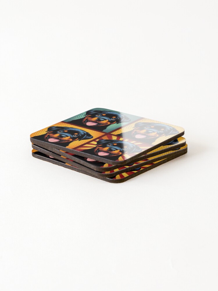 Thumbnail 4 of 5, Coasters (Set of 4), Retro Rottweiler designed and sold by Artist123ks.