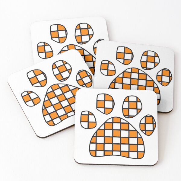 Item preview, Orange W/ Outline Checkerboard Puppy Paw designed and sold by Pickle Wicked Designs.
