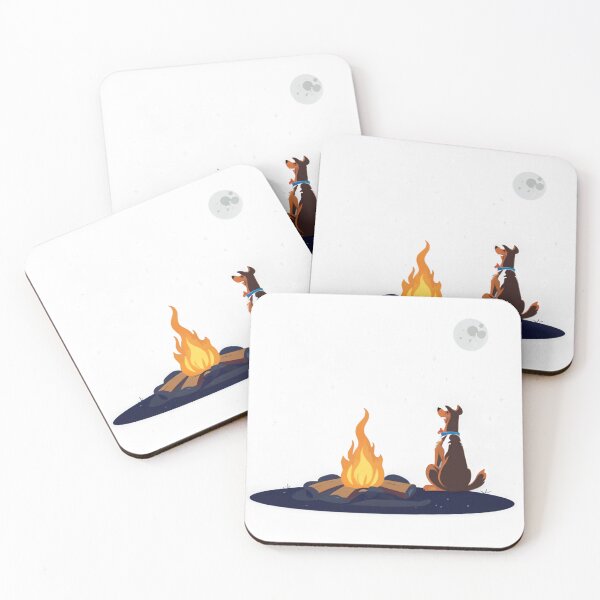 Item preview, Alone Dog Watching the Moon Next to Fire designed and sold by omerfdln34.