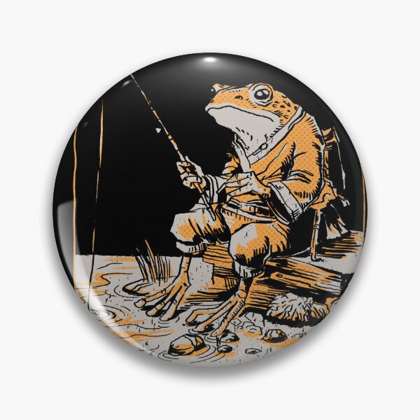 Item preview, Relax with Grumpy Frog: A Vintage Manga Fishing Journey. Japanese Art. Toad (version: dark). designed and sold by Kraftees.