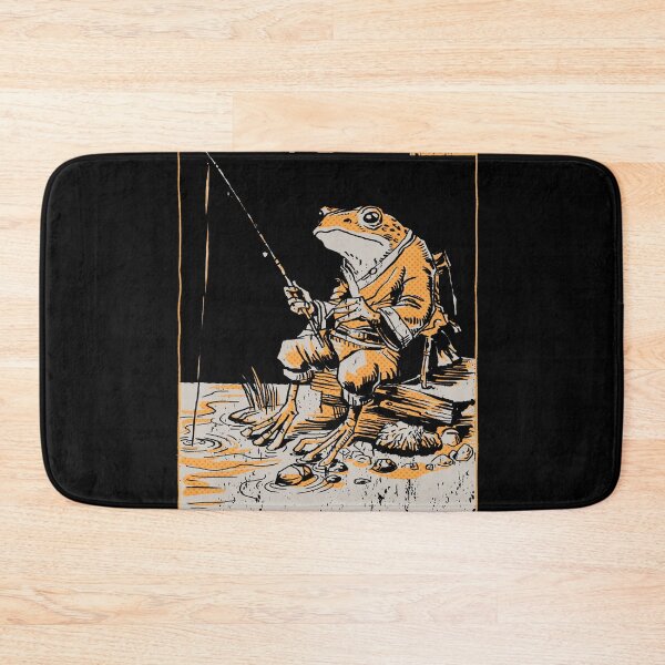Item preview, Relax with Grumpy Frog: A Vintage Manga Fishing Journey. Japanese Art. Toad (version: dark). designed and sold by Kraftees.
