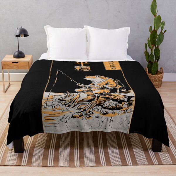 Item preview, Relax with Grumpy Frog: A Vintage Manga Fishing Journey. Japanese Art. Toad (version: dark). designed and sold by Kraftees.