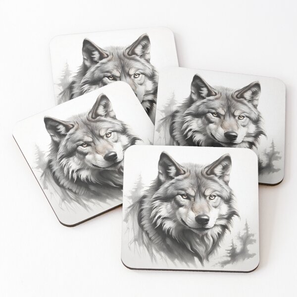 Item preview, Black and white Wolf pencil drawing  designed and sold by Pencil-Art.