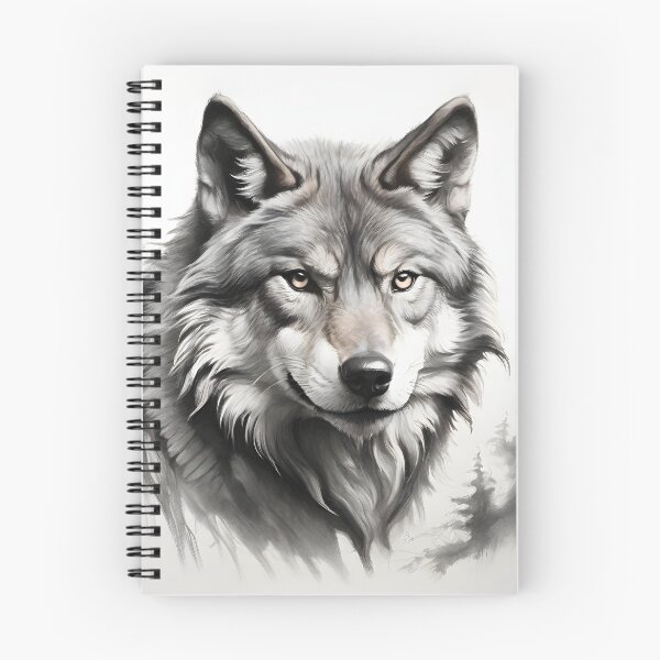 Item preview, Black and white Wolf pencil drawing  designed and sold by Pencil-Art.