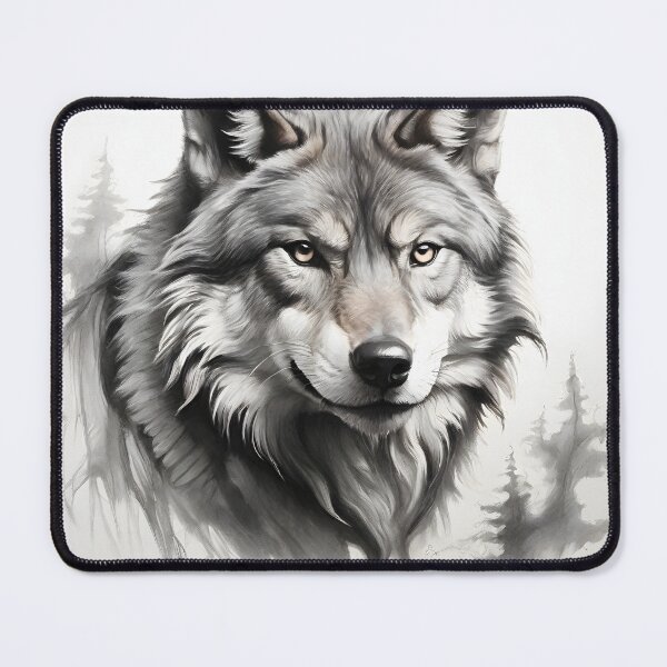 Item preview, Black and white Wolf pencil drawing designed and sold by Pencil-Art.