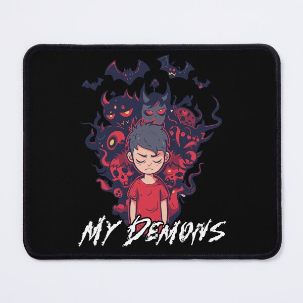 Item preview, My Demons - a picture of past demons behind a boy in red designed and sold by JoksterHaven.