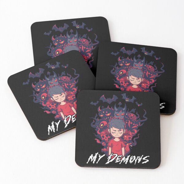 Item preview, My Demons - a picture of past demons behind a boy in red designed and sold by JoksterHaven.