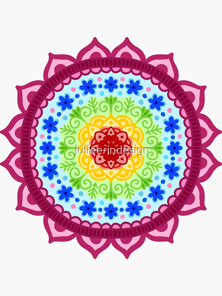 Thumbnail 3 of 3, Sticker, Rainbow Mandala designed and sold by julieerindesign.