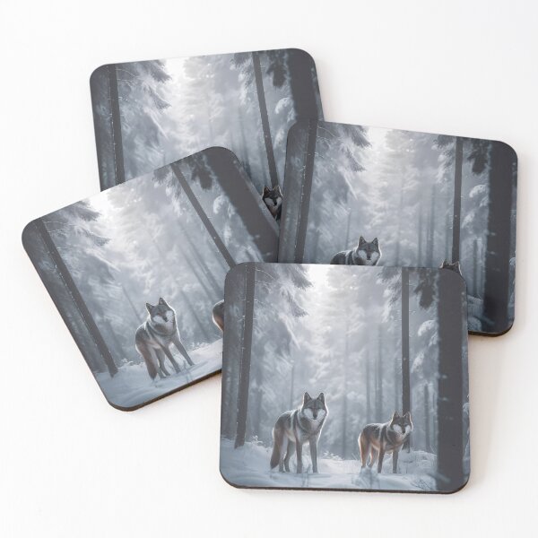 Item preview, Wolves in snowy forest designed and sold by gmerkys.