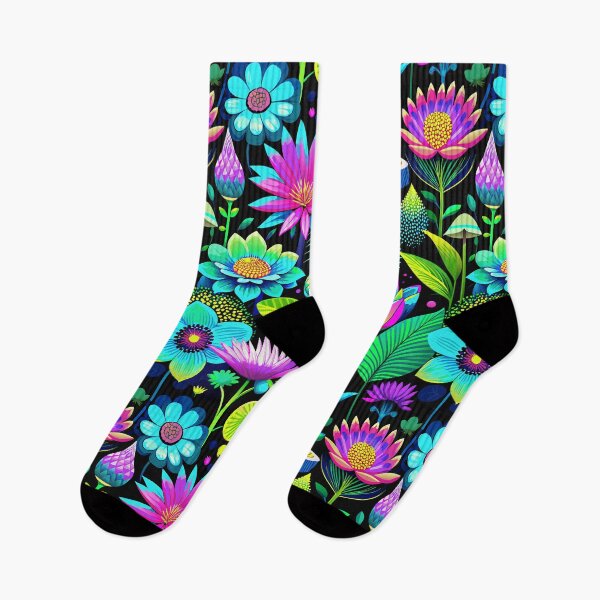 Item preview, Japanese floral kimono pattern neon Colors designed and sold by patterncrow.