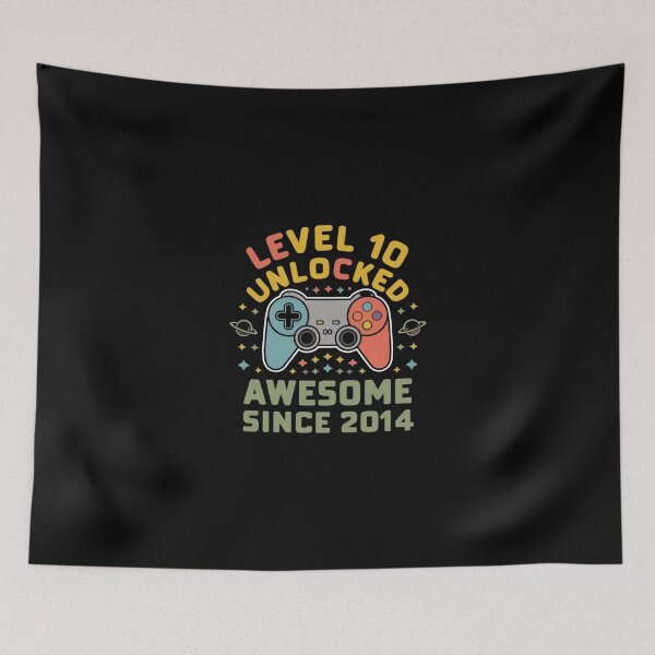 Item preview, level 10 unlocked awesome since 2014 designed and sold by first-shirt ⭐ ⭐ ⭐ ⭐ ⭐.