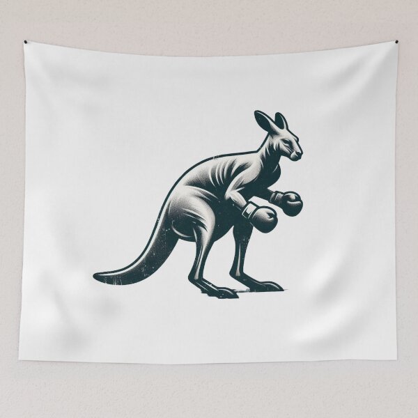 Item preview, Boxing Kangaroo Black and White minimalist  designed and sold by Martial-Art-23.