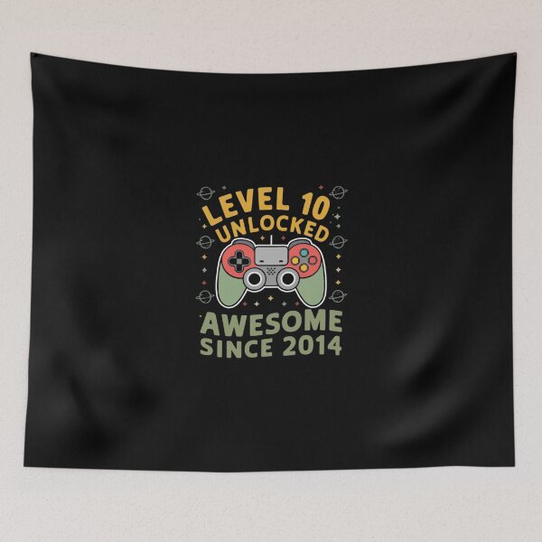 Item preview, level 10 unlocked awesome since 2014 designed and sold by first-shirt ⭐ ⭐ ⭐ ⭐ ⭐.