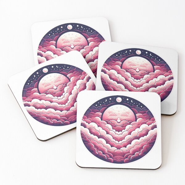 Item preview, Pink Sky With Moon and Clouds  designed and sold by IsaMarina.