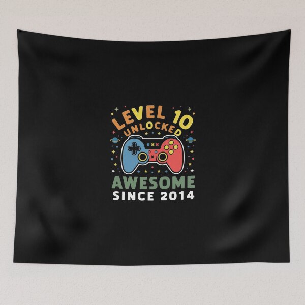 Item preview, level 10 unlocked awesome since 2014 designed and sold by first-shirt ⭐ ⭐ ⭐ ⭐ ⭐.
