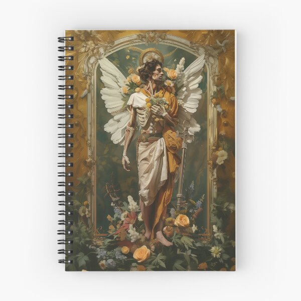 Item preview, Enigmatic Angel with Abyss Key - Floral Surrealism Masterpiece designed and sold by Mystikos Art.