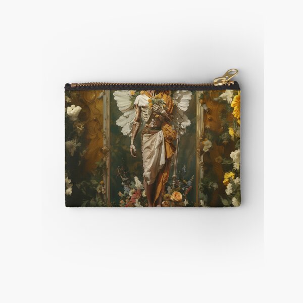 Item preview, Enigmatic Angel with Abyss Key - Floral Surrealism Masterpiece designed and sold by Mystikos Art.