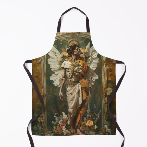 Item preview, Enigmatic Angel with Abyss Key - Floral Surrealism Masterpiece designed and sold by Mystikos Art.