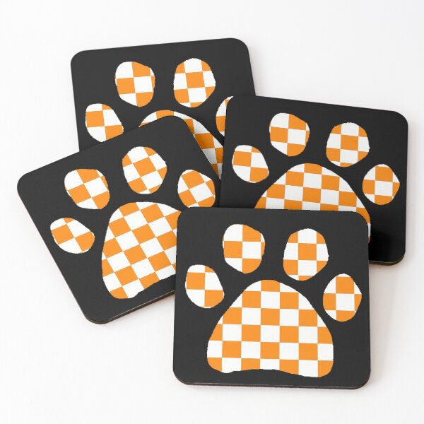 Item preview, Orange & White Checkerboard Puppy Paw designed and sold by Pickle Wicked Designs.