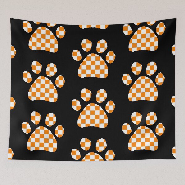 Item preview, Orange & White Checkerboard Puppy Paw designed and sold by Pickle Wicked Designs.