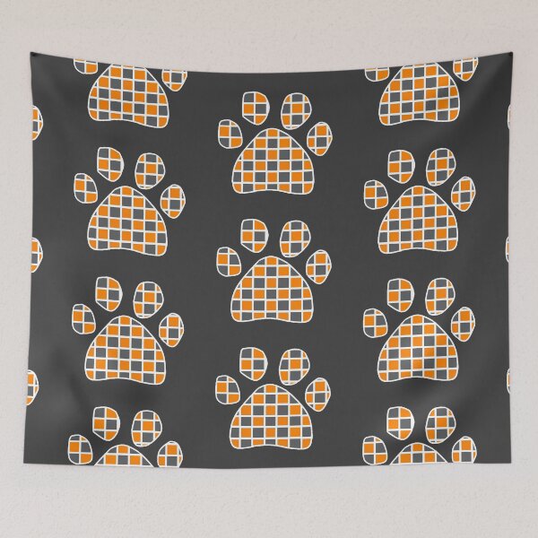 Item preview,  Orange & Smoke Checkerboard Puppy Paw designed and sold by Pickle Wicked Designs.