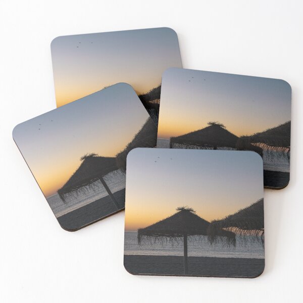 Item preview, Sunset on the beach with thatched umbrellas and seagulls. Nerja, Costa del Sol, Spain.	 designed and sold by TheTwoWorlds.