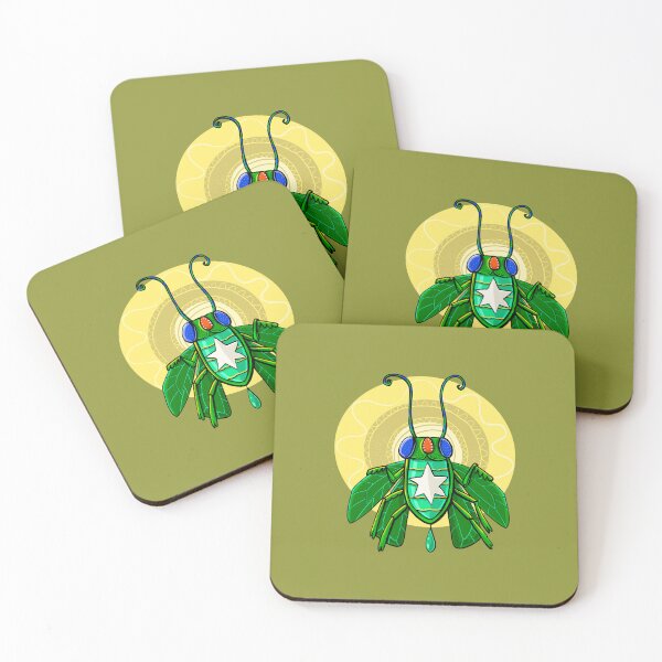 Item preview, green scarab beetle with a golden disc designed and sold by duxpavlic.