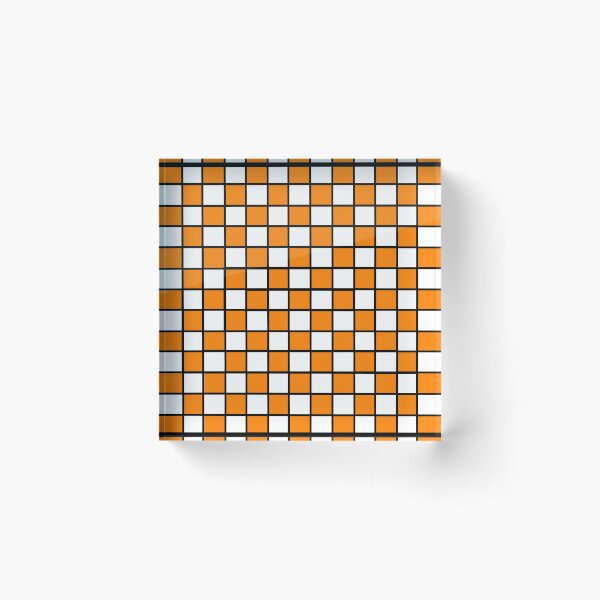 Item preview, Orange and White Outlined Checkboard designed and sold by Pickle Wicked Designs.