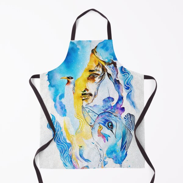 Item preview, The blue bird, abstract portrait in watercolor designed and sold by ATartelin.