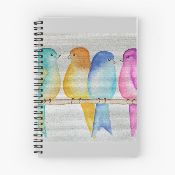 Artikelvorschau, Happy Birds Aquarell, Regenbogenmalerei entworfen und verkauft von HWCanada.