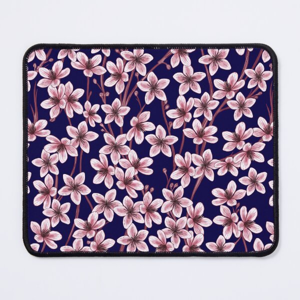 Item preview,  Peach Tree  Flowers Navy Blue  Background  designed and sold by Carlo-Atzei.