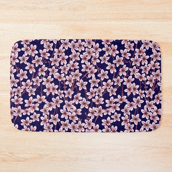 Item preview,  Peach Tree  Flowers Navy Blue  Background  designed and sold by Carlo-Atzei.