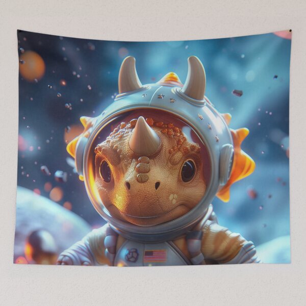 Item preview, Cute Little Triceratops Dinosaur Astronaut in Space Suit on Foreign Planet designed and sold by Mullet Monkey.