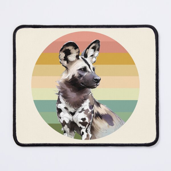 Item preview, African Painted Dog Watercolor on Retro Sunset for Painted Dog Fans designed and sold by Scotch Macaskill.