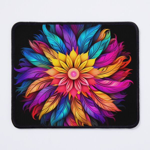 Item preview, Rainbow feather mandala in bright colors - Biberwerke designed and sold by Biberwerke.