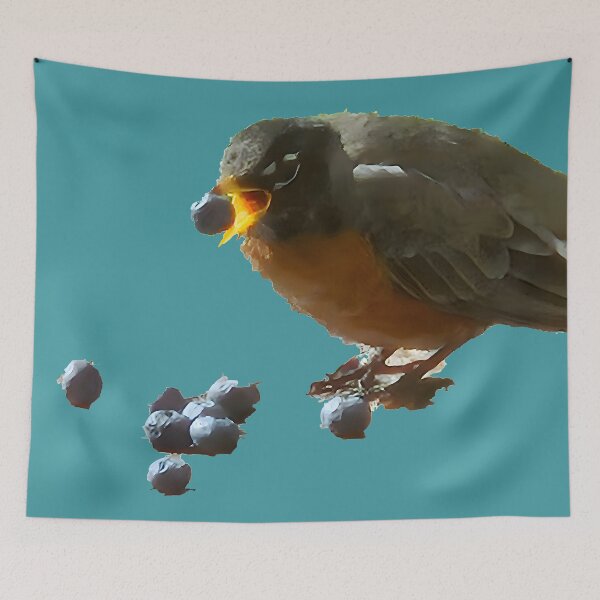 Item preview, Just Mom's Robin Eating Blueberries And Getting His Antioxidants (No Background) designed and sold by Hall-O-Gram.