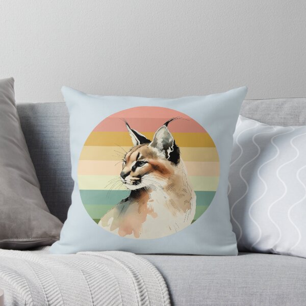 Item preview, Caracal Wild Cat Watercolor on Retro Sunset for Caracal Fans designed and sold by Scotch Macaskill.