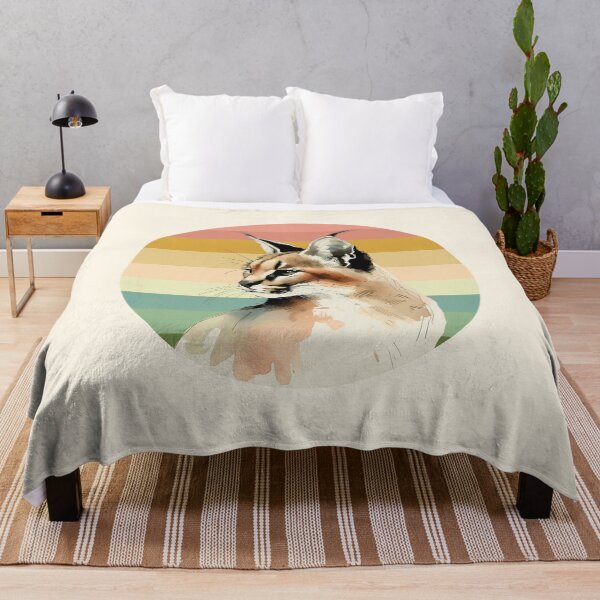 Item preview, Caracal Wild Cat Watercolor on Retro Sunset for Caracal Fans designed and sold by Scotch Macaskill.