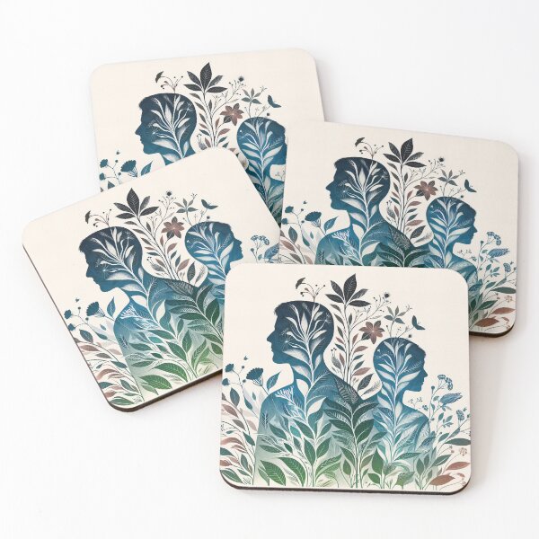 Item preview, Harmony in Growth Silhouetted Profiles Amidst Verdant Flora designed and sold by ArtComixHaven.