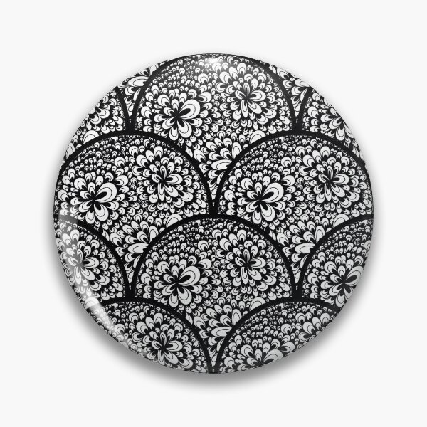 Item preview, Black and White Blooming Doodle Art Deco Scallop designed and sold by Triplicate Limited.